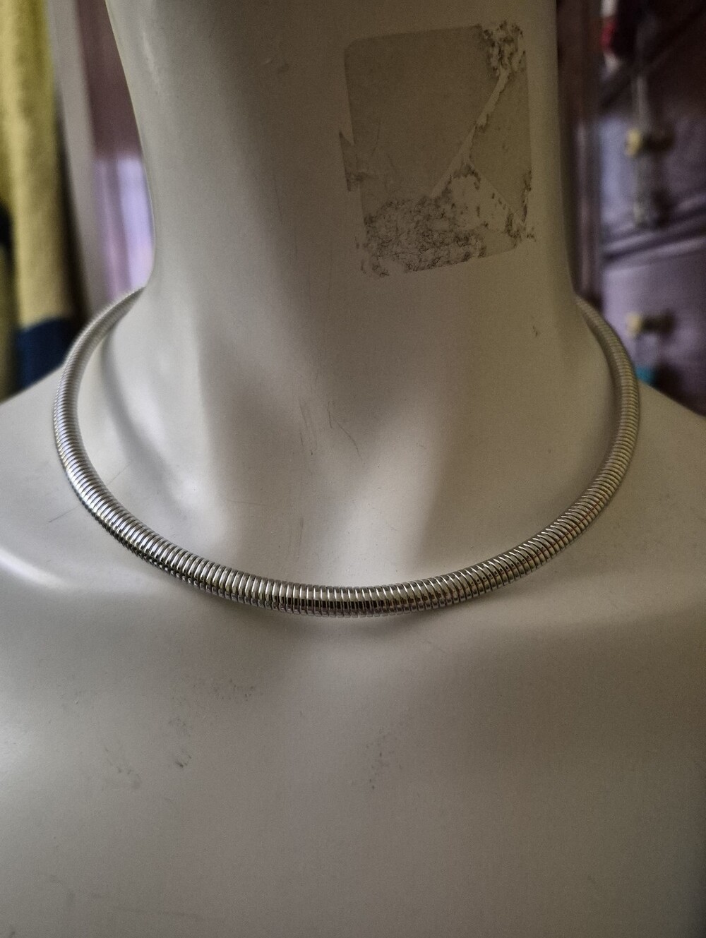 Reitmans Silver-Tone Open-Back Ribbed Neck Torc Collar - Picture 2 of 4